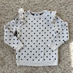 Old Navy ruffle sleeve black, white polka dot sweater 3T